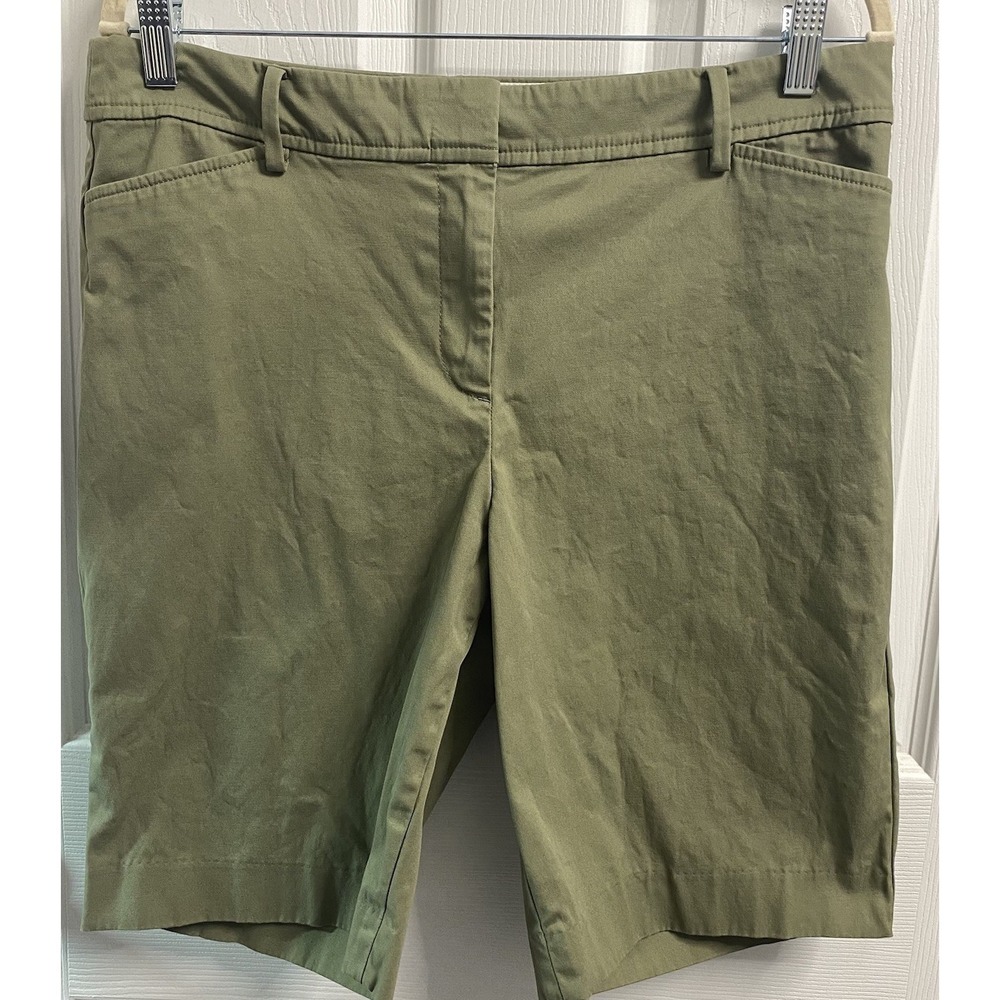 Talbots Womens "Perfect" Bermuda Chino Shorts, Olive Green Sz. 8 EUC 19" Long